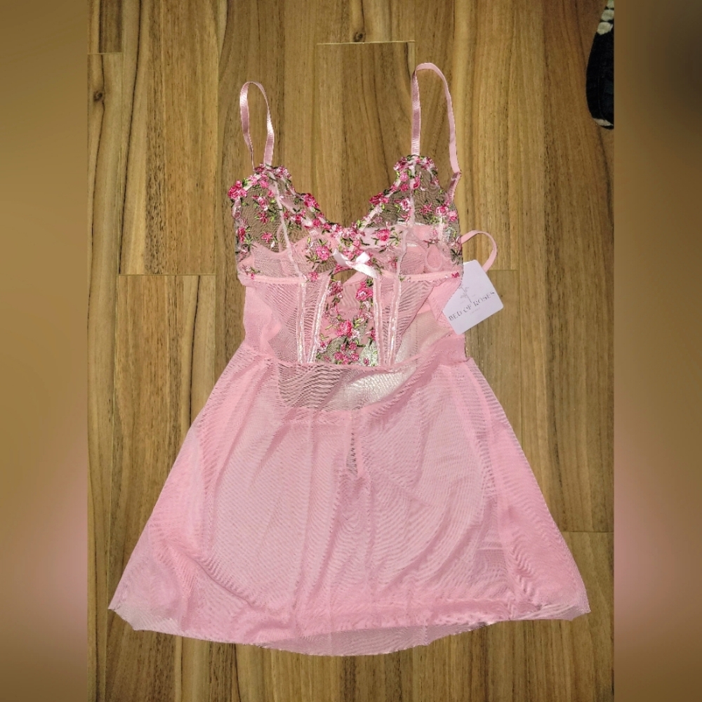 NWT Pink Floral Babydoll Lingerie 2pc.